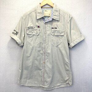 No Excess California Retro Shirt Mens Large Casual Embroidered Pockets Y2K Style